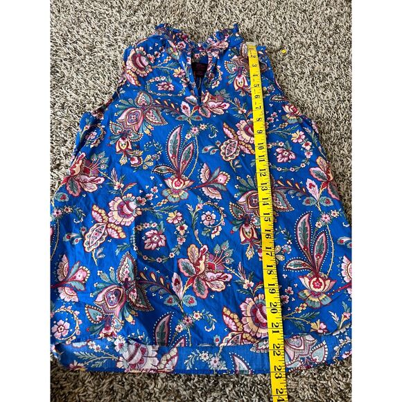 J Crew Liberty Fabric Floral Blue Tank Top Womens Sz 00 Lightweight Cottagecore - Picture 9 of 9